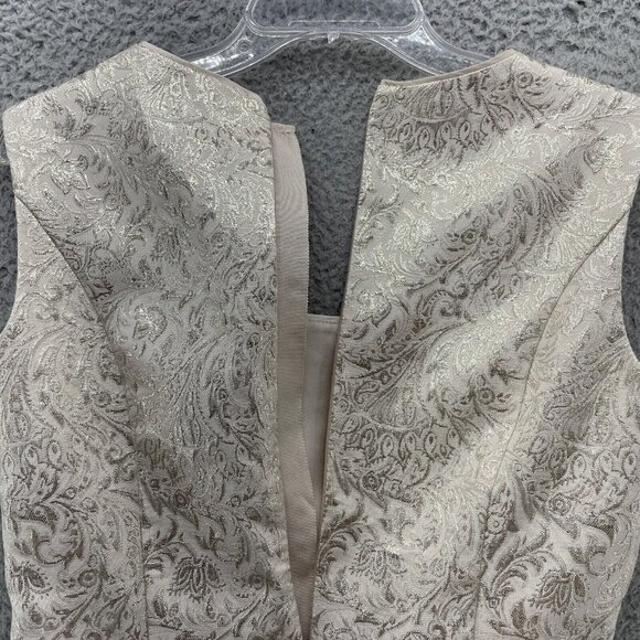 WHBM Women’s Top 2 Cream Floral Sleeveless Peplum Bodice Shimmer - Picture 8 of 12